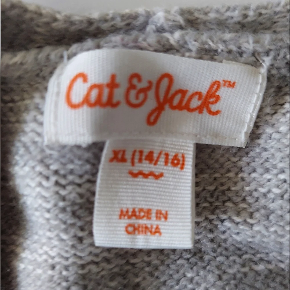 Cat & Jack Open Front Cardigan Long Sleeve Gray Sweater Size 14 / 16